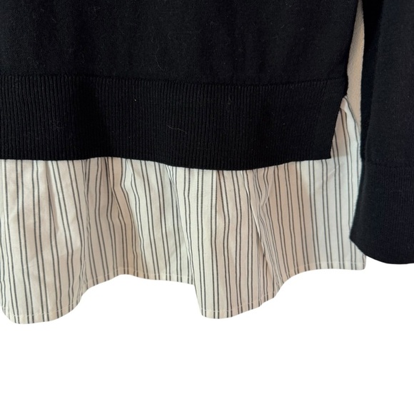 Kate spade Mixed Media Stripe Hem Cotton Silk Sweater Black Size XS - Picture 6 of 9